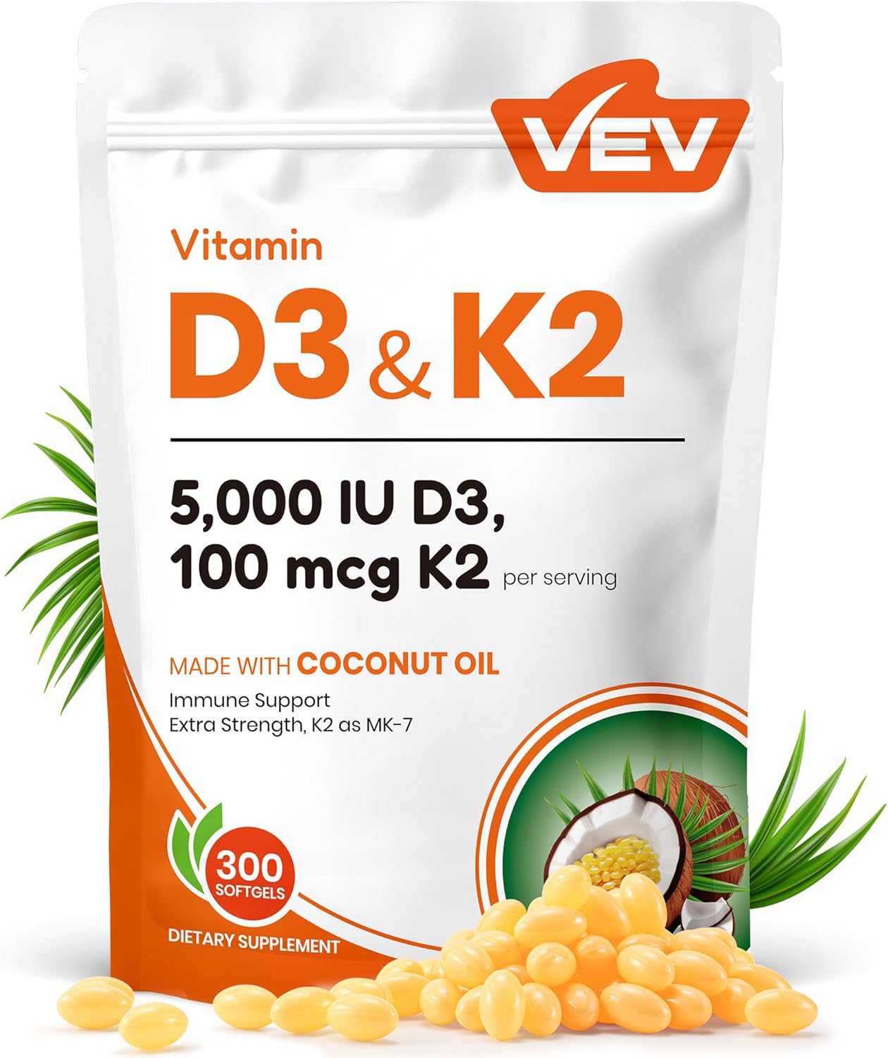 VEV Vitamina D3 K2 (300 cápsulas)