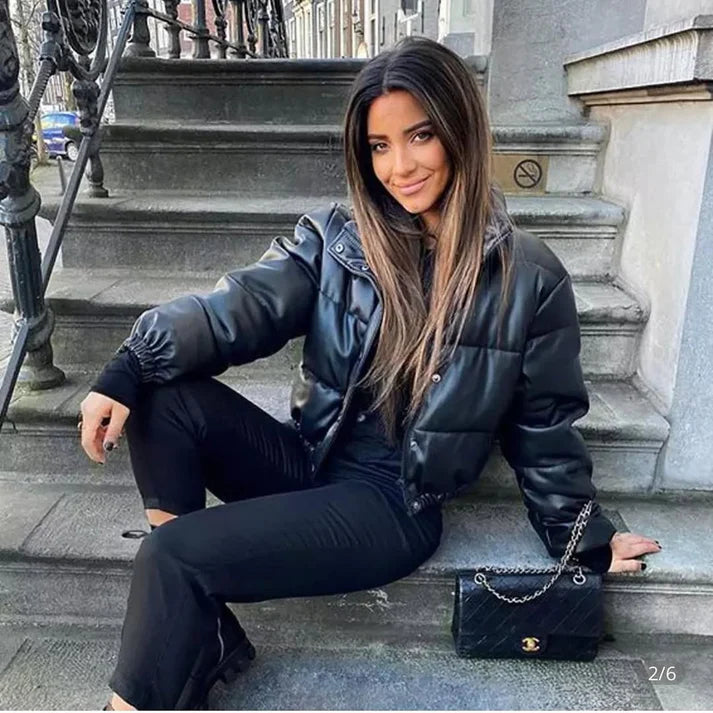 CHAQUETA ACOLCHADA DE CUERO AURORA