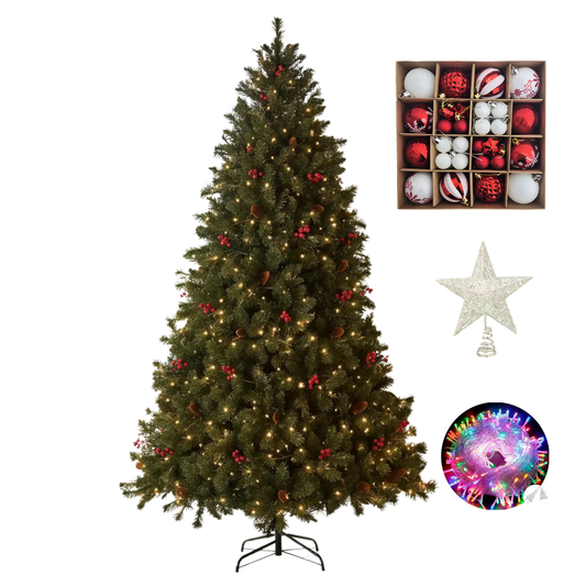 Árbol De Navidad 1,80 Mts + Luces + Bambalinas + estrella